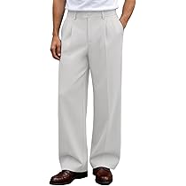 Susclude Baggy Dress Pants Men Pleated Wide Leg Trousers Casual