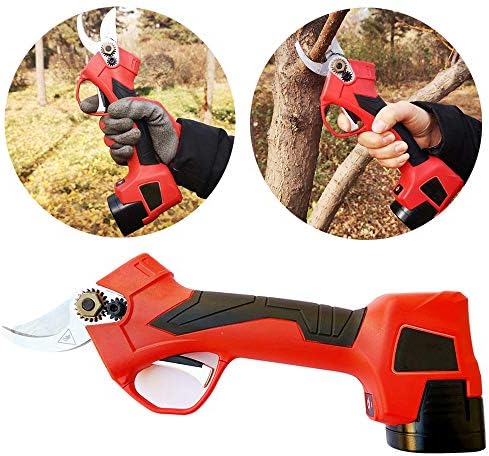 HWJF Electric pruning shears, professional cordless tree trimming gardening scissors tool Secateur fruit tree bracket within 25mm (2PCS spare rechargeable 2Ah lithium battery)