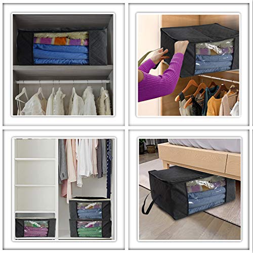 Woffit Foldable Storage Bag Organizers, Large Clear Window & Carry Handles, Great for Clothes, Blankets, Towels, Winter & Summer Clothing, Closets, Bedrooms, Under Bed & More (Large)