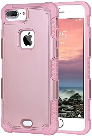 iphone7 plus,Case,sanhezhong Shockproof Rugged Hybrid Heavy Duty Protective Armor Cover Case For iPhone 7 Plus(Rose Gold)