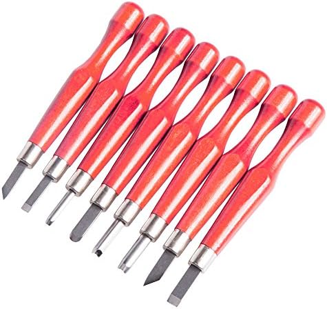 Shmbada SK7 Wood Carving Tools, Handmade Wood Carving Knife Kit with Protective Cover for Rubber, Small Pumpkin, soap, Vegetables, Suitable for Beginner Professional and Kids(8pcs) Red