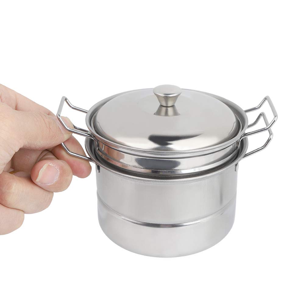 Photo 1 of Dollhouse Kitchen Steamer Pot Set, Miniature 4 Pieces Premium Heavy Duty Stainless Steel Vegetable Steamer, Multipurpose Sauce Pot For Boiling Gravies, Pasta, Noodles