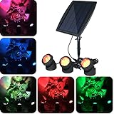 YADICO Solar Powered Submersible RGB Lamps Color Changing Landscape Spotlight Underwater Night Light for Garden Pool Pond Outdoor Decoration