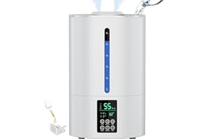 COOLFIQU 6L Humidifiers for Bedroom Large Room Home, Cool and Warm Humidifiers for Baby and Plants Mist Top Fill Desk Humidifiers Essential Oil Diffuser, Quiet Humidifiers with Adjustable Mist,360°Nozzle-White