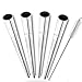 Kihappy Set of 4 Stainless Steel Straight Reusable Durable Extra Wide Long Drinking Smoothie Straws Flexible with Cleaning Brush BPA Free, Silver