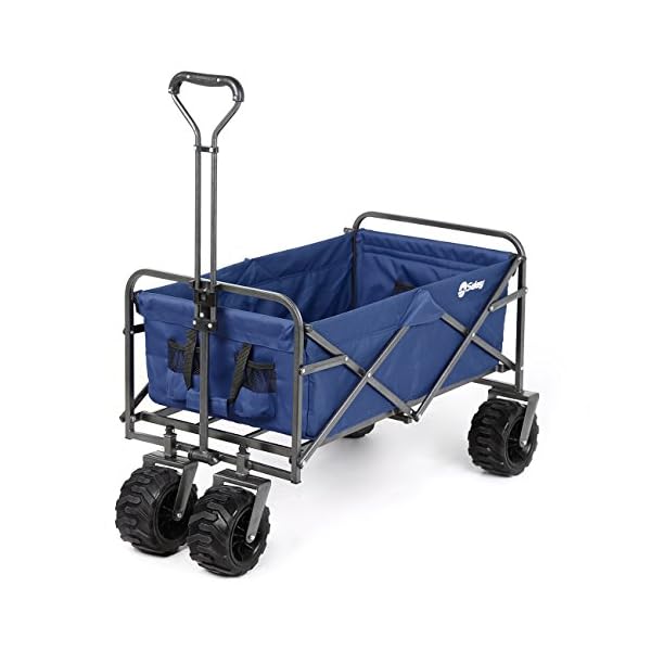 Sekey Folding Wagon Cart Collapsible Outdoor Utility Wagon Heavy Duty Beach Wagon with All-Terrain Wheels, 176 Pound…