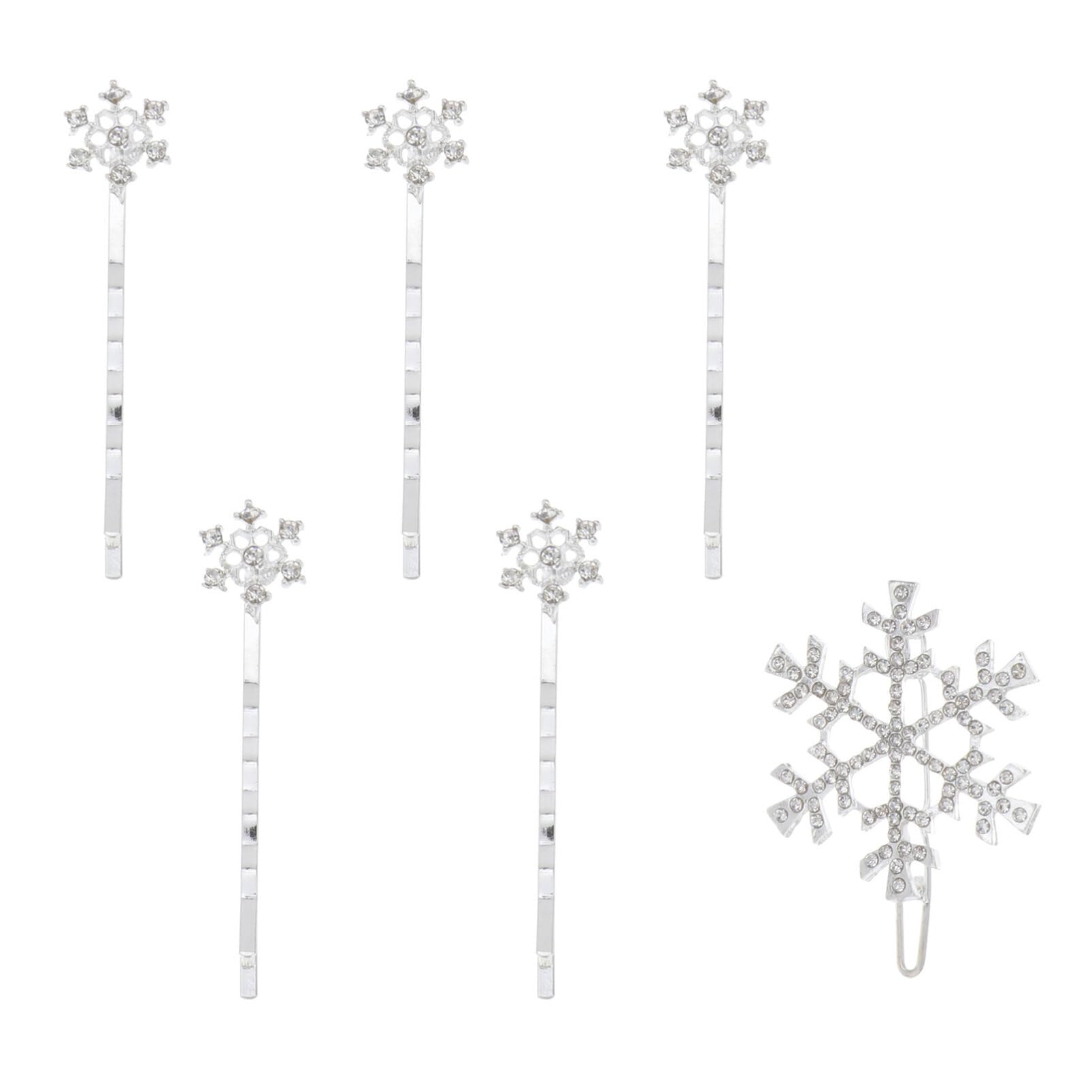 FRCOLOR 12pcs Christmas Snowflake Hair Pins,Glitter Rhinestone Snow Winter Headdress Bobby Pin Crystal Wedding Accessories