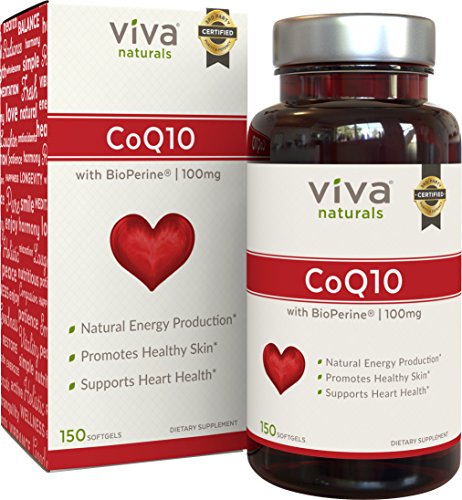 Viva Naturals CoQ10 100mg, 150 Softgels - Enhanced with BioPerine for Increased Absorption Viva Naturals CoQ10 100mg, 150 Softgels - Enhanced with BioPerine for Increased Absorption