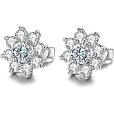 Moissanite Earrings for Women, 0.5ct D-color Pure VVS1 Full Flower Earrings Moissanite Earrings S925 Sterling Silver, Gifts for Women