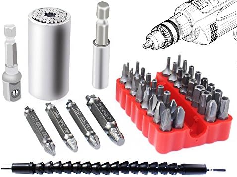 Poonning Universal Socket 7MM-19MM,Damaged Screw Remover Set,Extention Screwdriver Drill Bit Holder with Magnetic Quick Connect Drive Shaft Tip All for Drill Bit