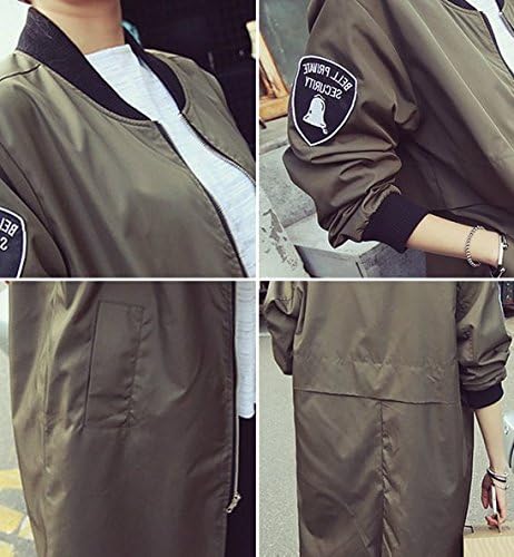 Amazon Jiajia ジア ジア レディース Ma 1 ロング丈 ミリタリーブルゾンワッペン ジップアップ ブルゾン ジャンパー ジャケット スタジャン ロング丈 カジュアル レディース S ブラック コート ジャケット 通販