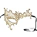 Signstek Glossy Metal Filigree Phantom Half Eye Mask for Venetian Masquerade (Rose Gold/Clear Stones)