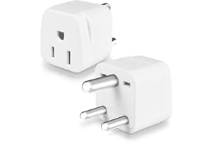 OFOAEEA US to India Plug Adapter,Type D Plug Adapter India Power Adapte US to India, Bangladesh, Maldives, Pakistan Travel Adapter 2 Pack (White)