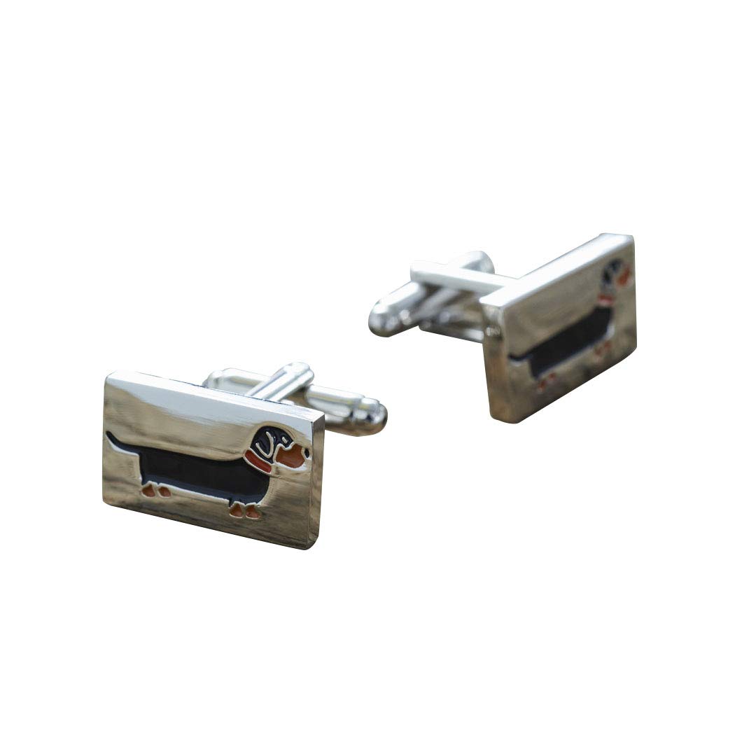Sweet William Dachshund Cufflinks | Silver plated Men Cufflinks for Dachshund or any dog lover | 18 mm x 3 mm