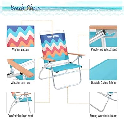 Hang Ten 3-Position Beach Chairs (2-Pack) Lightweight Beach Chair Portable Arm Chairs, Supports 250 LBS 511P7WRrsrL