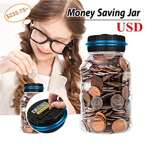 Digital Coin Bank Jar Coin Counter Storage, 1.8L Coin Piggy Saving Bank, Money Saving Box Jar Bank with LCD Battery Coin Counter for Kid Adult Boy Girl As Unique Gift - Thumbnail 4