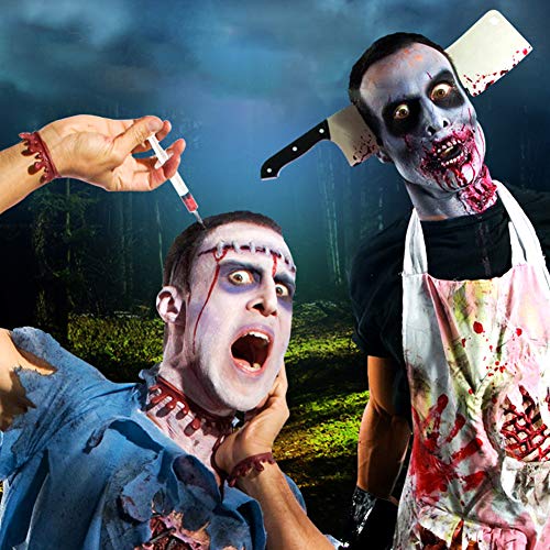 Leoie Funny Scary Hair Hoop Halloween Perform Props Axe Saw Nail Knife Headwear Fake Blood Scene Halloween Props Hacksaw