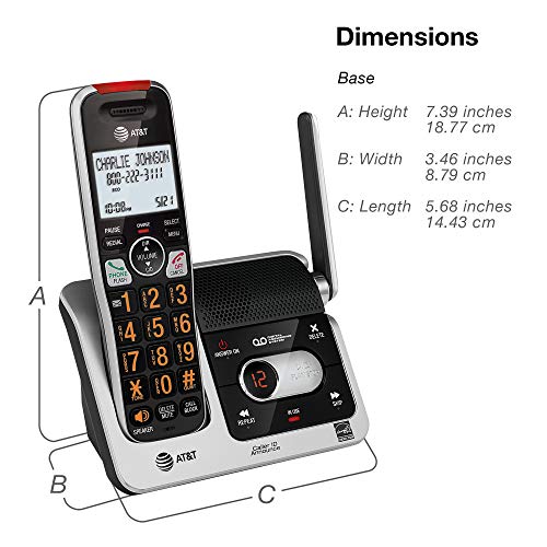 AT&T BL102-3 DECT 6.0 3-HANDSET CORDLESS PHONE FOR HOME WITH ANSWERING MACHINE, CALL BLOCKING, CALLER ID ANNOUNCER, AUDIO ASSIST, INTERCOM, AND UNSURPASSED RANGE, SILVER/BLACK