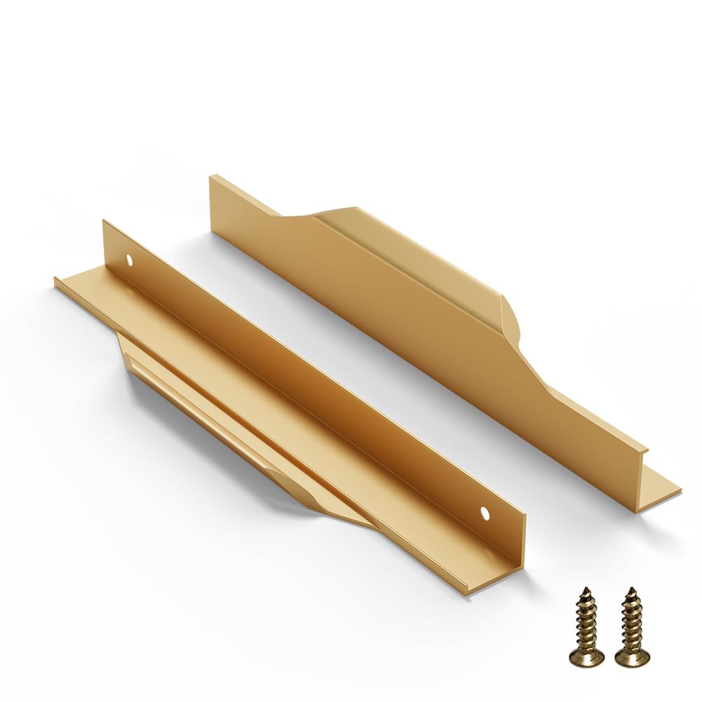 Photo 1 of **MISSING PARTS UNKNOWN**
 5 Pack 200mm(7.8 Inch) Gold Edge Finger Pull Drawer Door Cabinet Aluminum Alloy Long Concealed Furniture for Kitchen Bathroom