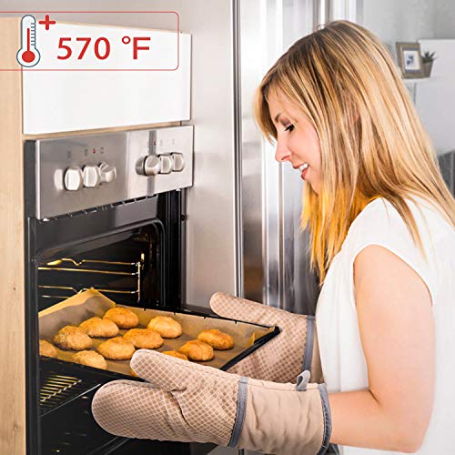 Kitchen Oven Mitts, Echeer Cooking Mitts Pot Holders Heat Resistant Kitchen Potholders Bake Gloves, 1 Pair
