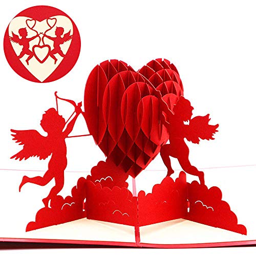 Valentines Day Cupid Pop Up Cards - Handmade Pop Up Greeting Cards Gift Ideas for Girlfriends Wife Husband Couple, Wedding Gifts Invitations Birthday Thank You Cards Graduation Business Gifts