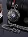 Mudder Steampunk Blue Hands Scale Mechanical Skeleton Pocket Watch