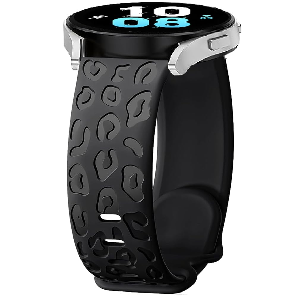 Watch Strap Silicone for Garmin Vivoactive 6/5/3, 20mm Leopard Bracelet Sport Replacement Band for Garmin Vivomove 3/Sport/Style/Luxe/Trend/HR,D2 Air X10/Bounce 2
