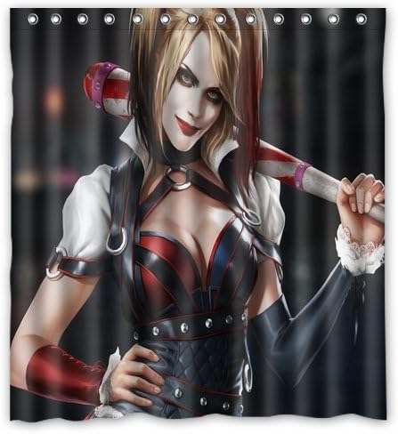 Custom Fashion Design Batman Arkham Knight Harley Quinn Shower Curtain Home Decoration Mildew Waterproof Polyester Fabric Bathroom Shower Curtain 66" x 72" Inch