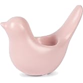 Pink Ceramic Bird Tea Light Candle Holder for Table Mantel Shelf Decor | Bird shaped ceramic tealight holder with removable candle cup, soft pink finish, and compact profile for tabletop decor