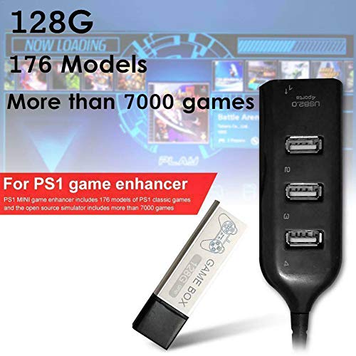 Children 128G Playing 7000 Games Game Enhancer Extended 176 Models For PS1 MINI 128G Black (13.5x5.5x2.5cm)