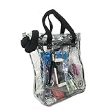 Heavy Duty Clear Tote Bag See Through Messenger Bag Durable 0.5mm Vinyl Transparent Student School Bookbag with Cell Phone Pouch & Pencil / Makeup Case