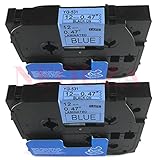 2PK Black on Blue Label Tape Compatible for Brother TZ 531 TZe 531 12mm P-Touch 8m