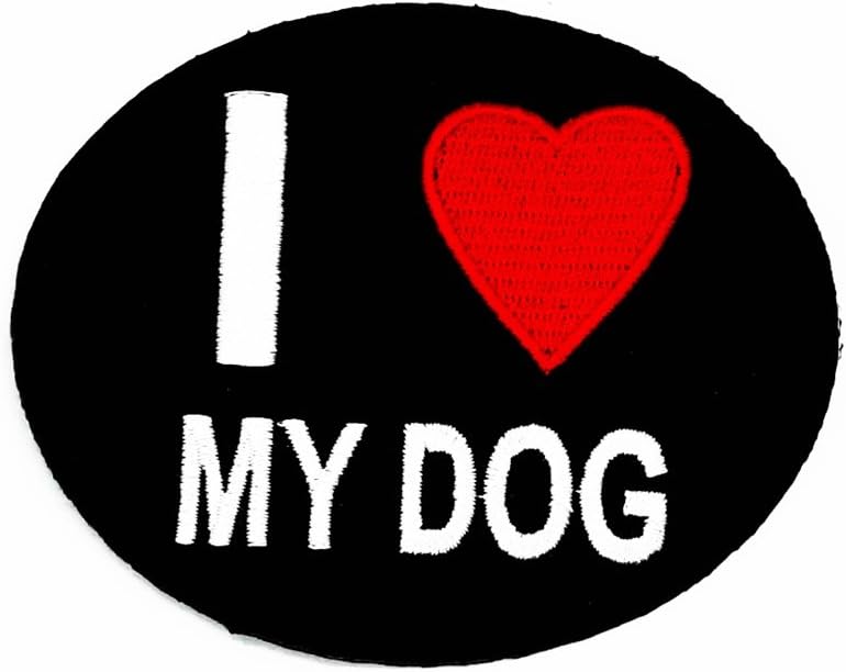 RABANA I LOVE MY Dog Puppy Pet Cartoon Kids Children Cute Animal Patch for DIY Applique Iron on Patch T shirt Patch Sew Iron on Embroidered Badge Sign Costume