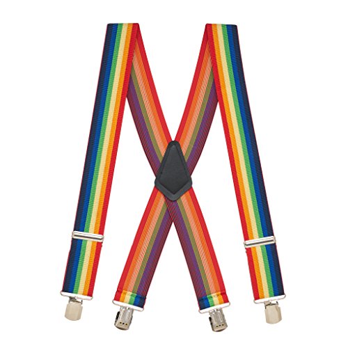 Suspender Store Mens RAINBOW 2-Inch Wide Pin Clip Suspenders