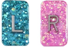SCRAPHEART Glitter X-Ray Markers - Glitter Epoxy Resin with Lead Letters L & R - NO INITIALS - Small Rectangle Generic Markers Include Extra Strength Adhesive Strips - Reusable & Washable
