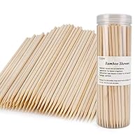110 Pcs 7 Inch Study Bamboo Skewers - 5mm Thick Natural Semi Point Bamboo Sticks BBQ Caramel Candy Apple Sticks for Appetizers, Corn Dog, Corn Cob, Cookie, Lollipop, Chocolate Fountain, Kabob, Grill,