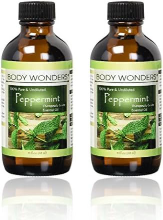 Body Wonders 100% Pure Peppermint Essential Oil (Mentha Piperita) 4 Fl Oz - (2 Pack)