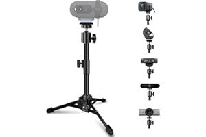 Desktop Webcam Tripod Stand, Portable Webcam Mount Holder with Magnet Mount and 1/4 Thread Compatible with Logitech Webcam MX