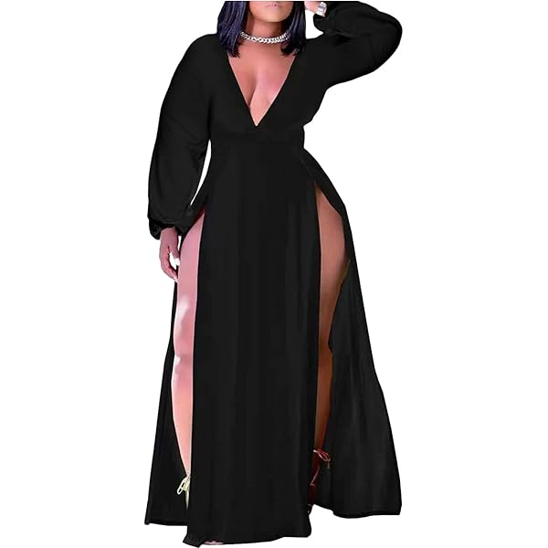 plus size maxi dress with high slits on both sides Ever-Pretty High-Slit Chiffon Bridesmaid Dress with Long Sleeves and Waist Pleating main image 1