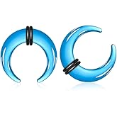 BOKABOO 2Pcs Glass Septum Stretching Kit Set - C Shape Pincher Tapers with O-Rings, 14G to 2G, Buffalo Septum Retainers Rings for Nose & Ear Piercing Jewelry
