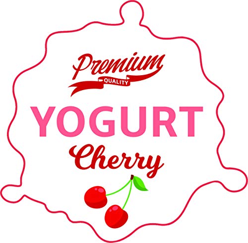 Delicious Yogurt Label Fruit Topping Healthy Snack Cartoon Vinyl Sticker (4" Tall, Cherry)