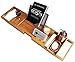 FAONIE Home and Spa Bamboo Bathtub Caddy and Tray Expandable Non-Slip Wooden Bath Tray Securely Holds Drinks, Book/Tablet, Accessories, Phone