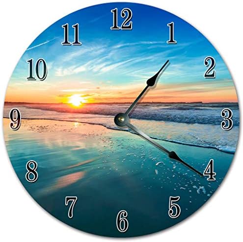 10.5" Beautiful Sunset View Clock - Beach Scenery Clock - Large 10.5" Wall Clock - Home Decor Clock