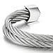 COOLSTEELANDBEYOND Stainless Steel Two Rows Twisted Cable Adjustable Cuff Bangle Mens Womens Bracelet