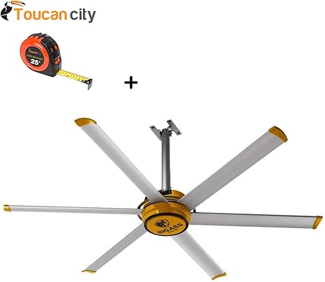 Giant Shop Ceiling Fan 7 Ft Yellow And Silver Aluminum 2025