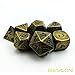 Bescon Ancient Brass Solid Metal Polyhedral D&D Dice Set of 7 Antique Copper Metal RPG Role Playing Game Dice 7pcs Set