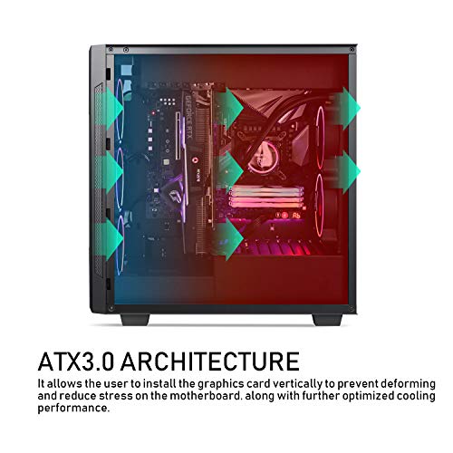 Segotep Phoenix ATX Black Mid Tower PC Gaming Computer Case USB 3.0 Type-C Ports / Graphics Card Vertical Mounting with Tempered Glass & RGB Front Panel (PC Case ONLY)