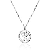 SIPURIS Women OM Necklace Indian Yoga Aum Om Ohm Pendant Necklace Stainless Steel Hindu Meditation Charm Sanskrit Symbol Spiritual Amulet Jewelry for Women Men