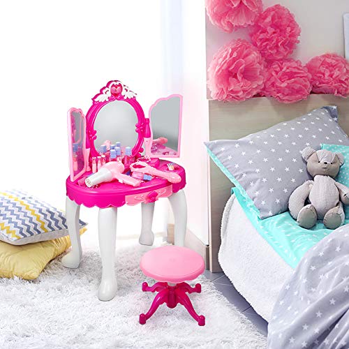 Princess Vanity Set for Little Girls, Princess Dressing Table Toddler Make Table for Kids Girls