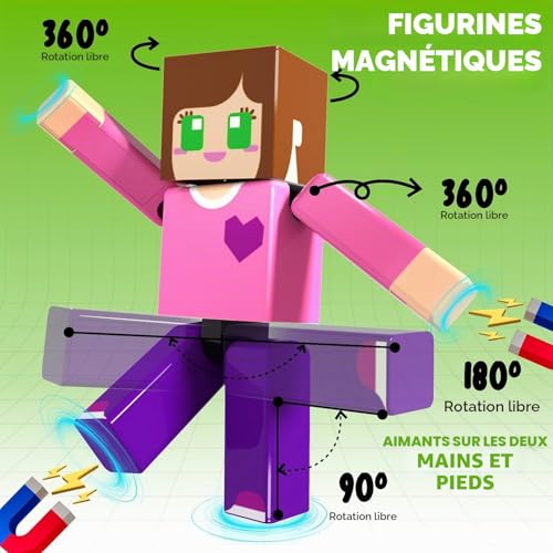 Magnetic Building Blocks (Set of 20) - Creative Educational Magnetic Figure - Kids 6+ Cube Role Play - STEM Travel Toy, Birthday Gift for Boys and Girls
